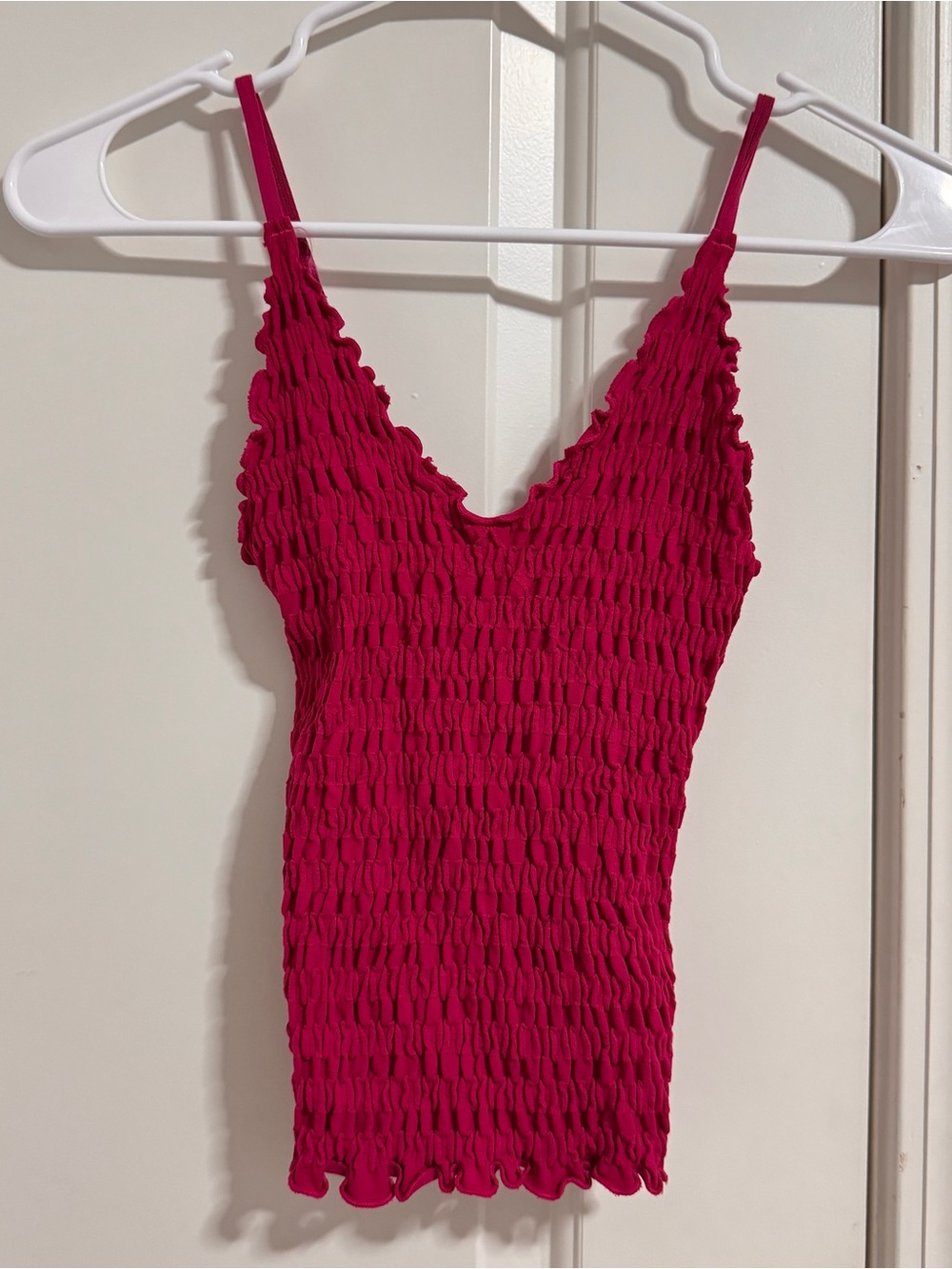 Free People Fuchsia Smocked Tank Top